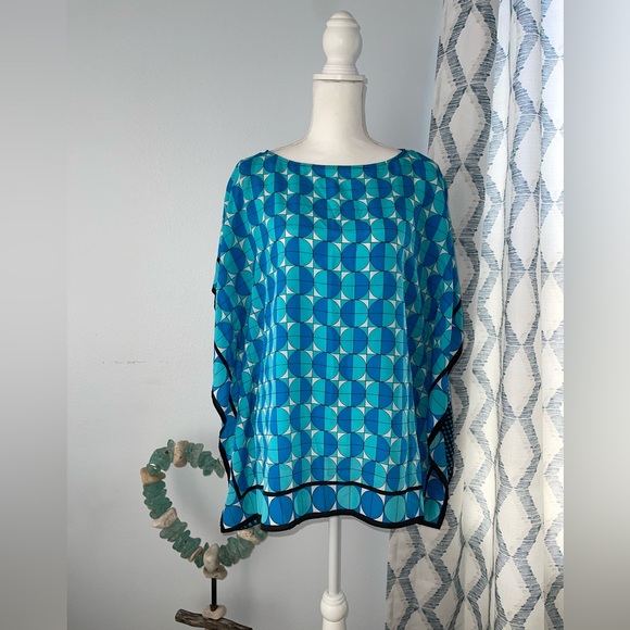 MICHAEL Michael Kors Blue Polka Dot Poncho Top - Picture 1 of 4
